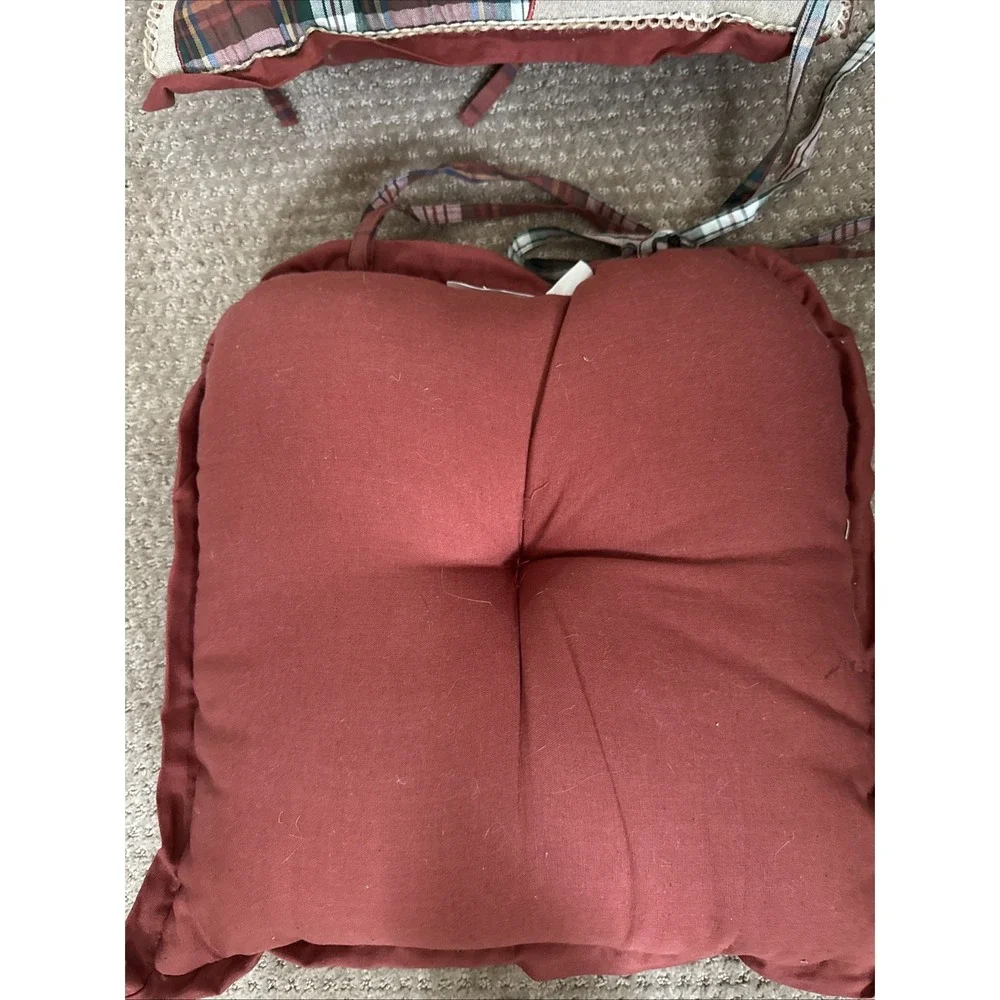 Pier One Imports Christmas Holiday Plaid Reindeer Chair Cushions Pillow 16